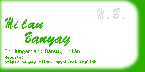 milan banyay business card